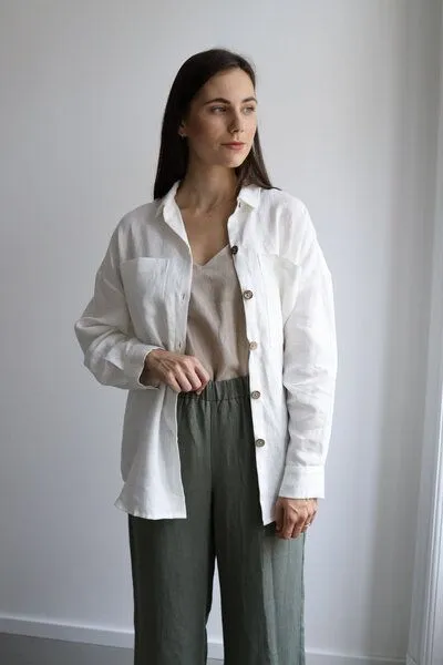 gust. gust. Damen Weite Leinenhosen - Culotte - Linen trousers - 100% Bio-Leinen, Pine (grün), – Produktbild 2 von 3