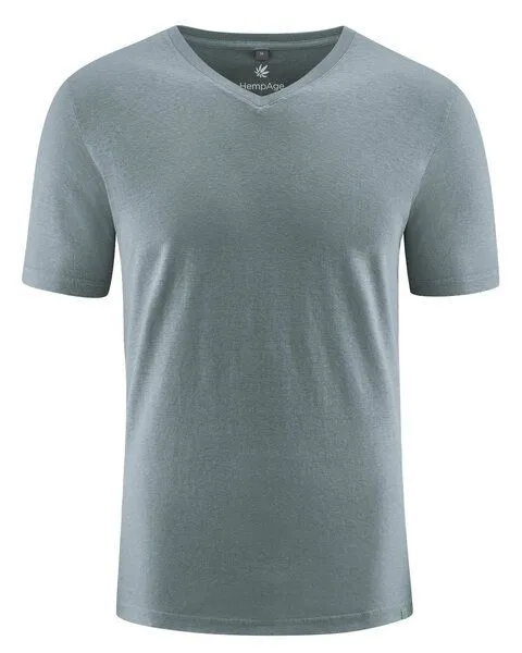 HempAge HempAge V-Kragen T-Shirt Hanf/Biobaumwolle, Titan(grau), – Produktbild 1 von 4