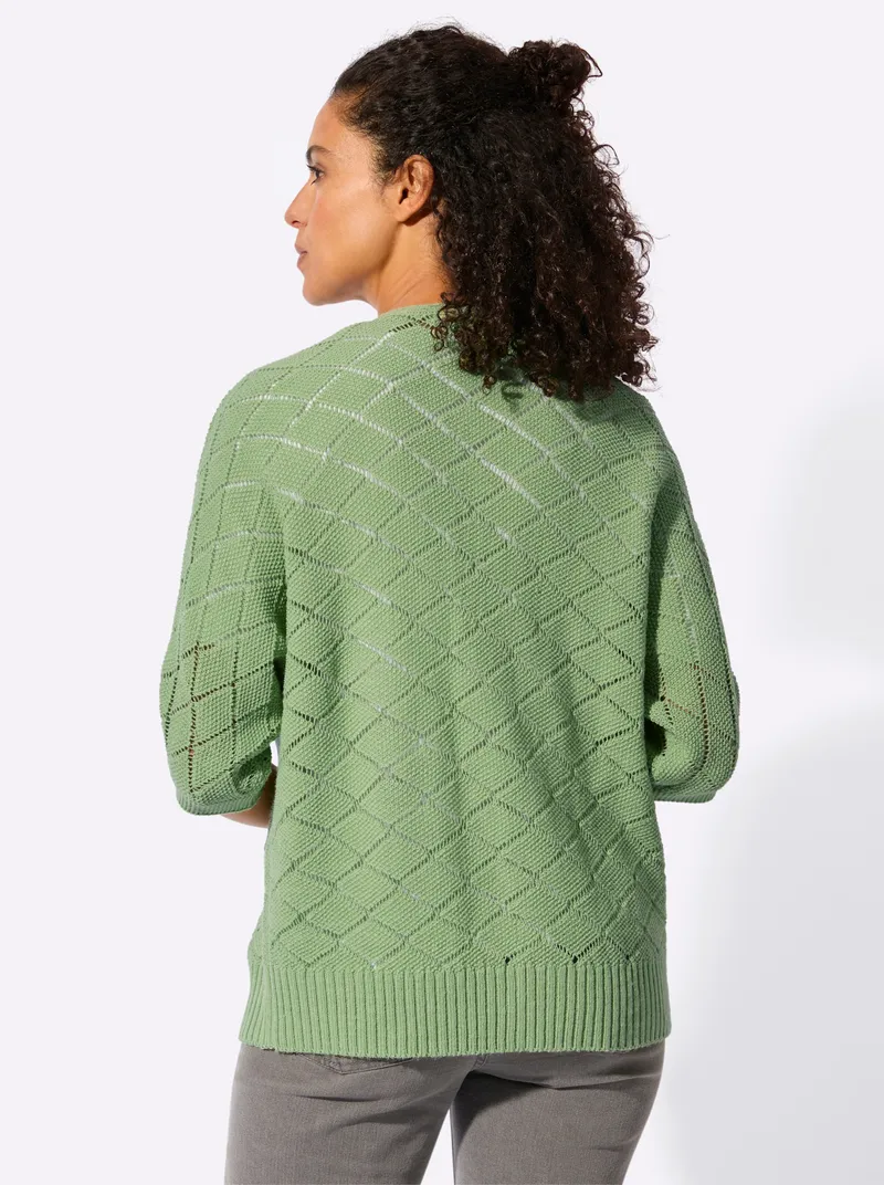 Witt Ajourstrickjacke, Eucalyptus, – Produktbild 1 von 2