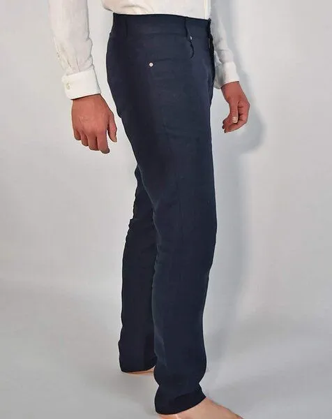 Aatise Aatise Herren Leinenhose aus 100% Leinen Zanzibar regular fit, mid rise, Blau, – Produktbild 1 von 4