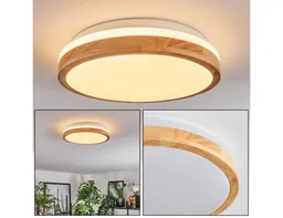 hofstein Deckenleuchte moderne Deckenlampe aus Metall/Bambus/Kunststoff in Weiß/Natur, LED wechselbar, 3000 Kelvin, Leuchte im angesagten Boho-Design (28cm), 1700 Lumen, LED 16 W – Produktbild 1 von 1