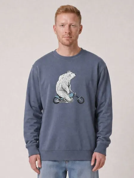 watapparel watapparel Sweatshirt Unisex Bär auf Bike, Blue grey, – Produktbild 2 von 2