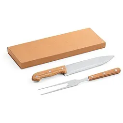 hi!dea™ hi!dea™ SALSA. Grill-Set aus Bambus und Edelstahl 2-teilig bestehend aus einer Grillgabel und einem Messer, Beige, – Produktbild 1 von 1