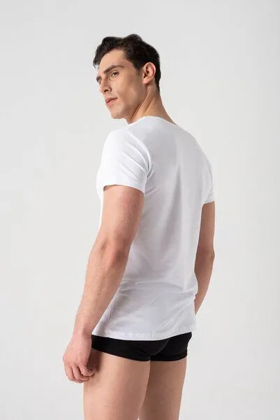 Burnell & Son Burnell & Son Unterhemd Herren 3er Pack mit Rundhals - Extra Lang mit Kurzarm Basic Slim Fit, Weiss, – Produktbild 3 von 4