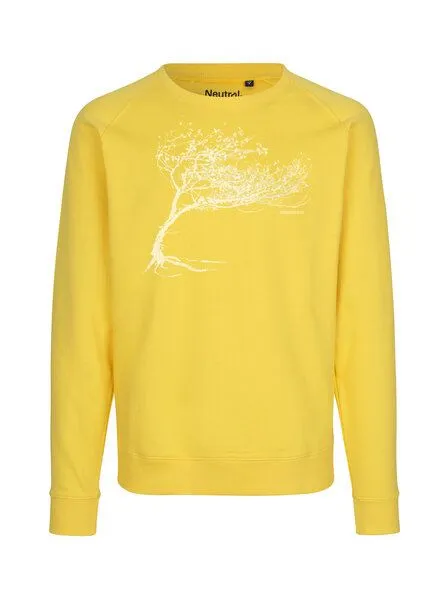 Peaces.bio - handbedruckte Biomode Peaces.bio - handbedruckte Biomode Bio Damen-Sweatshirt Loose Fit Windy Tree, Gelb, – Produktbild 1 von 2