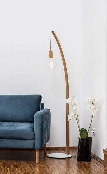 Lokaldesign Mödec UG Lokaldesign Mödec UG Stehleuchte HALM aus Eiche, Textilkabel, White, – Produktbild 2 von 7