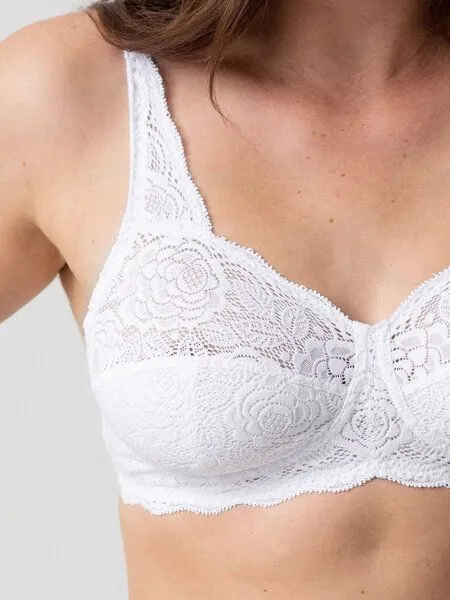 erlich textil erlich textil Paula bügelloser BH mit Spitze aus Polyamid, made in Europe, Weiß, – Produktbild 6 von 6