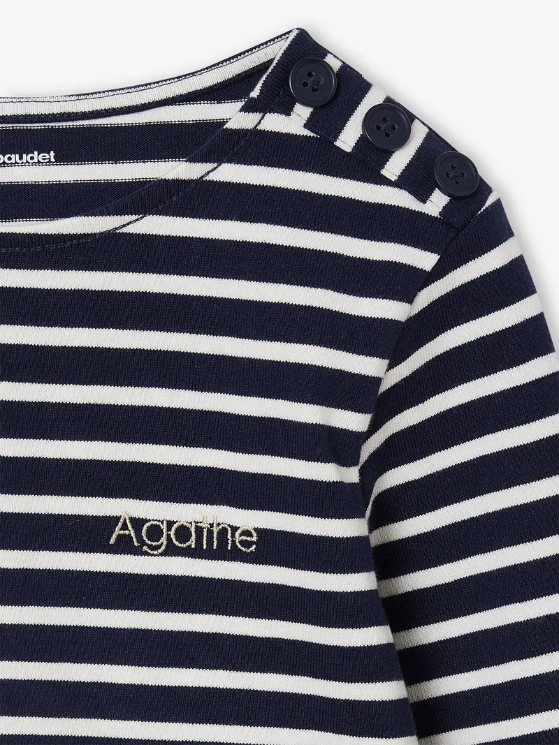 Vertbaudet Mädchen Ringelshirt personalisierbar, Marine, – Produktbild 3 von 3