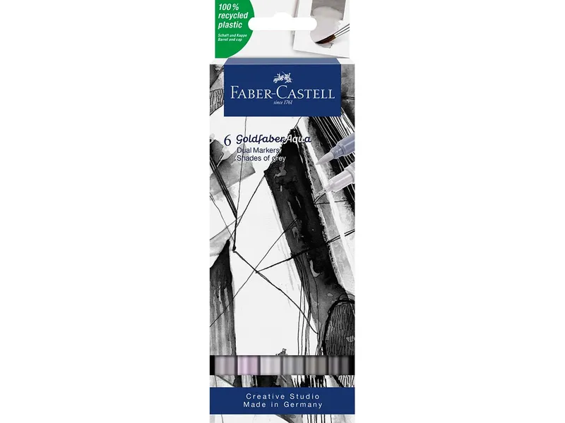 Faber-Castell Faber-Castell Aquarell-Marker "Grautöne" Goldfaber Aqua Dual, Lettering-Set, 6 Stück – Produktbild 2 von 2