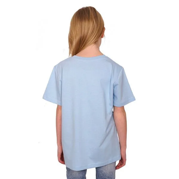 HANDGEDRUCKT HANDGEDRUCKT "Eule" Kinder-T-Shirt reine Biobaumwolle (kbA), Lightblue, – Produktbild 2 von 3