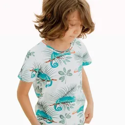 Walkiddy Walkiddy T-Shirt Weiß Chamäleons-Allover Bio-Baumwolle GOTS – Produktbild 1 von 1