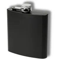 elasto elasto Edelstahl Flachmann 170-230 ml - kompakte Taschenflasche für unterwegs, Schwarz, – Produktbild 1 von 1