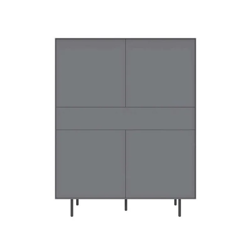 OTTO home Highboard Essentials, Sideboard, Kommode, Anrichte, Schrank, Stauraumschrank, Breite: 111 cm, UV lackiert, Push-to-open-Funktion, Grau, – Produktbild 3 von 4