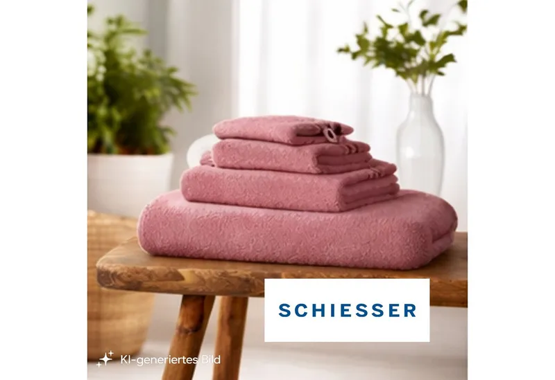 Schiesser Schiesser Duschtücher Skyline Color aus 100 % Baumwolle mit eleganter Streifenbordüre, Frottier (Set, 2-St), OEKO-TEX® MADE IN GREEN, Rosa, – Produktbild 3 von 5