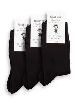 FellHerz FellHerz 3er Pack Kuschel-Socken mit Bio-Baumwolle schwarz – Produktbild 1 von 1