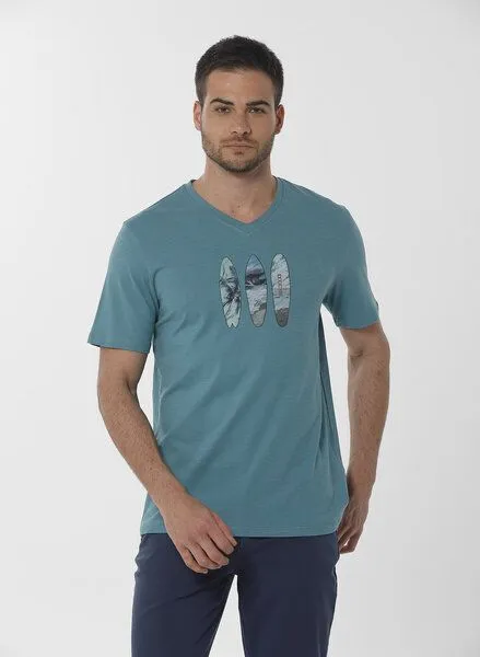 ORGANICATION ORGANICATION T-Shirt aus Bio-Baumwolle mit Print, Petrol(petrol green), – Produktbild 1 von 4