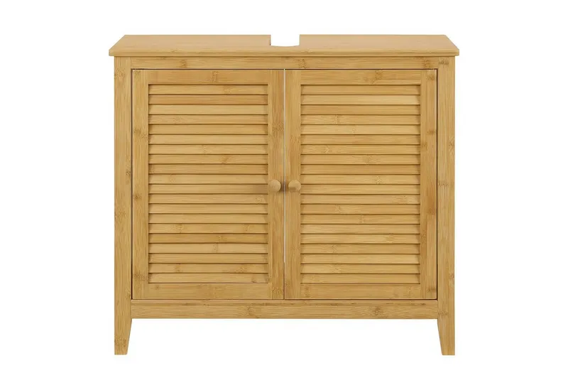 en.casa Waschbeckenunterschrank Värmdö Badezimmerschrank 60x67x30 aus Bambus, Beige, – Produktbild 5 von 5