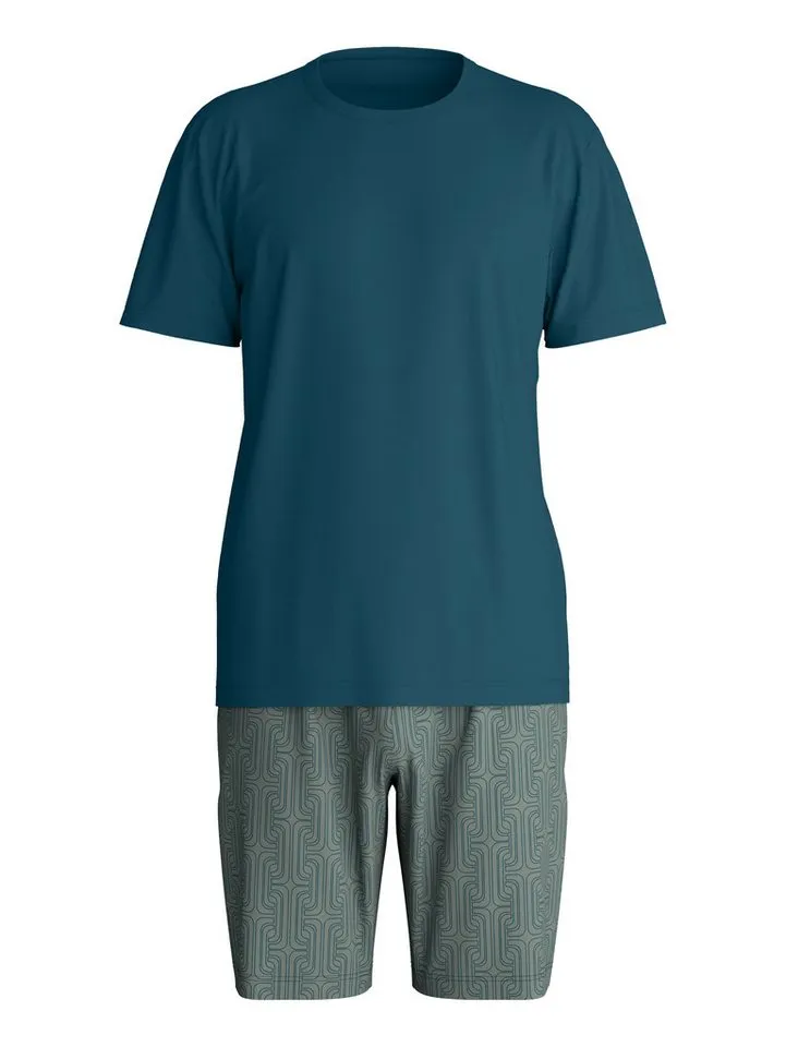 CALIDA CALIDA Pyjama Relax Streamline 1 (2 tlg) mit Rundhalsausschnitt und kurzem Arm, weich, Interlock Qualität, Blau, – Produktbild 2 von 5
