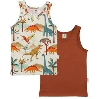 Walkiddy Unterhemd 2er-Pack Creme Dinosaurier Allover & Terracotta uni Bio-Baumwolle GOTS – Walkiddy – Produktbild 1 von 1