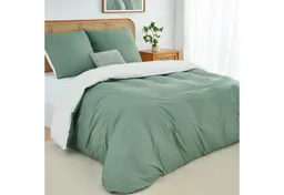 Topfinel Bettwäsche 135x200cm 4 teilig winterbettwäsche mit reißverschluss bügelfrei wärm, satin, 2 teilig, kühlende bettwäsche 135 x 200 Salbeigrün Weiß wendebettwäsche boho – Produktbild 1 von 1