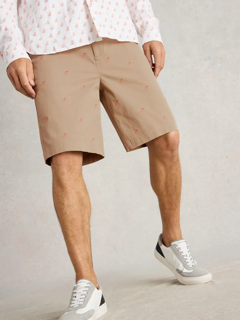 White Stuff Chinoshorts Flamingo - 34/R, Natur print, – Produktbild 1 von 4