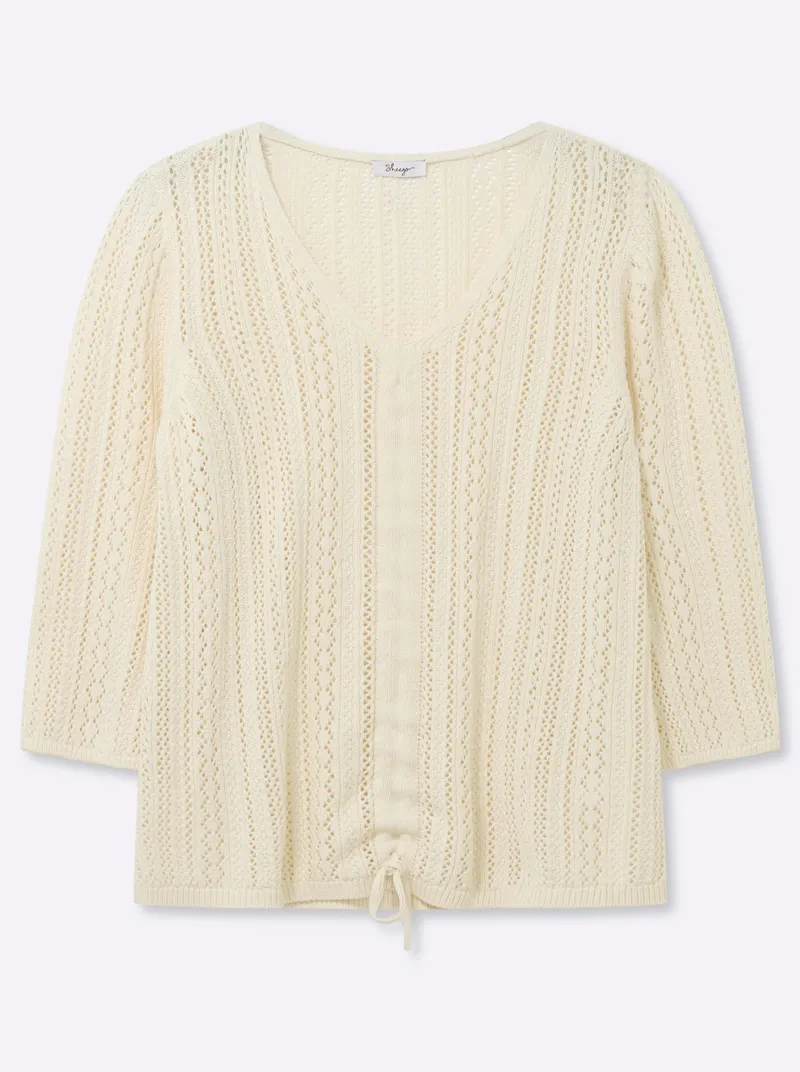 sheego Ajourpullover, Champagner, – Produktbild 1 von 2