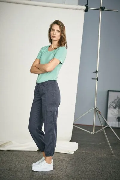 HempAge HempAge Sportliche Cargohose Damen Hanf/Biobaumwolle, Wave(blau), – Produktbild 4 von 4