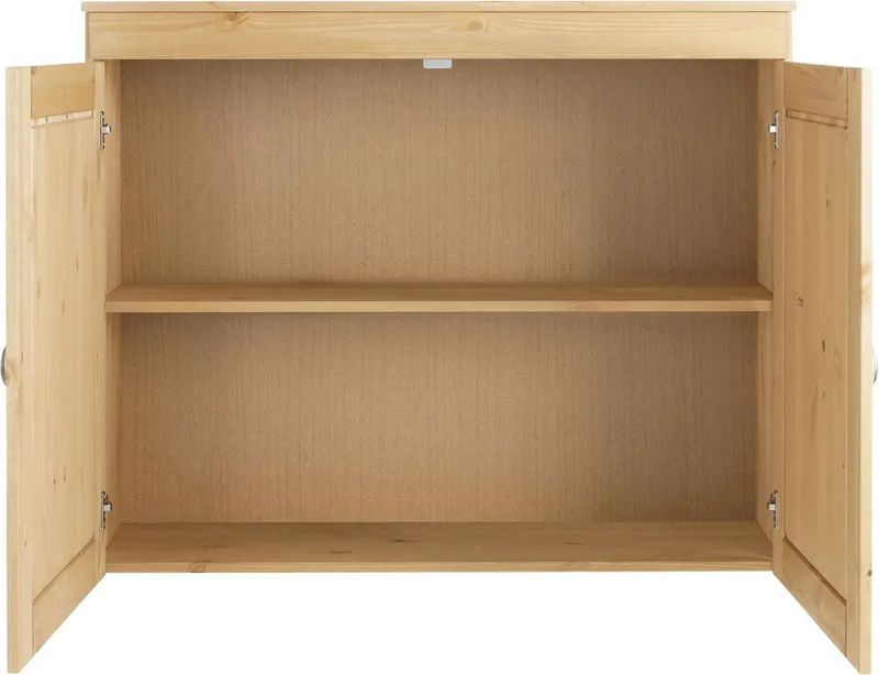 Home affaire Hängeschrank Oslo 100 cm breit, massiver Kiefer, 2 Türen, Metallgriffe, Landhaus-Optik, Beige, – Produktbild 4 von 5