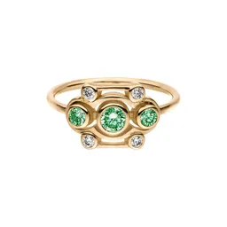 Maren Jewellery Blossom Ring - 50 / 18K Gelbgold & Labordiamanten Grün – Produktbild 1 von 1