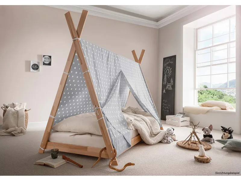 Infantil Infantil Kinderbett Tipibett "Pinocchio" mit Bezug hellgrau, Buche geölt – Produktbild 1 von 1