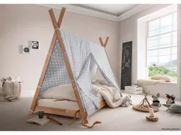 Infantil Infantil Kinderbett Tipibett "Pinocchio" mit Bezug hellgrau, Buche geölt – Produktbild 1 von 1