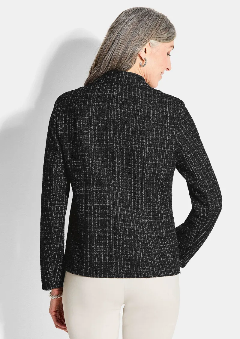 Goldner Jersey-Blazer in Tweed-Optik - schwarz / gemustert - Gr. 54 von Goldner Fashion, Schwarz, – Produktbild 3 von 3