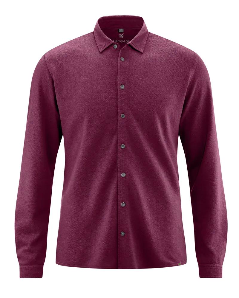 HempAge Hempage Herren vegan Shirt Aus Slub Jersey Weinrot, Rot, – Produktbild 1 von 2