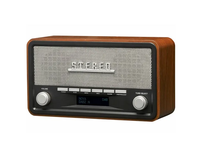 Denver Denver Vintage DAB+ UKW Radio Holz Bluetooth 5.0 Stereo Wecker Digitalradio Retro-Radio (DAB+, UKW (FM) mit RDS (Radio Data System), 4 W, Bluetooth 5.0, AUX-In (3,5 mm Klinke) od. kabelgebunden), Braun|schwarz, – Produktbild 3 von 5