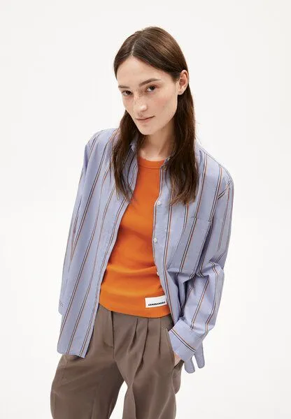 ARMEDANGELS ARMEDANGELS HALIAA STRIPED Damen Bluse aus Bio-Baumwolle, Heather, – Produktbild 1 von 4