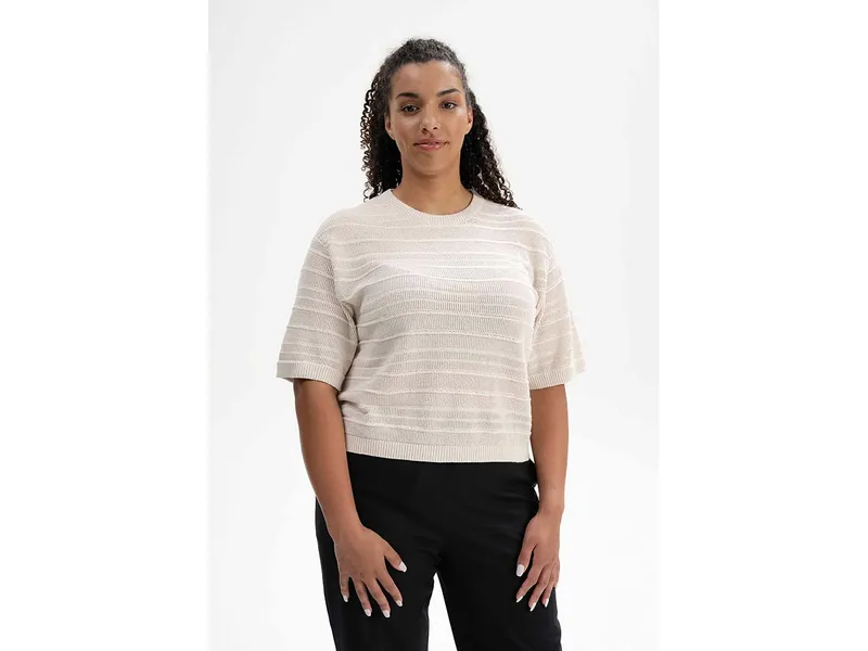 MELA Strukturiertes Strick T-Shirt Style AROHI | von MELA | Fairtrade & GOTS zertifiziert, Cream melange, – Produktbild 1 von 5