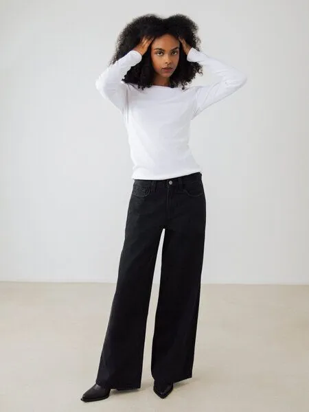 Honest Basics Honest Basics Damen Weite Jeans aus 100% Bio-Baumwolle, Blue, – Produktbild 2 von 3