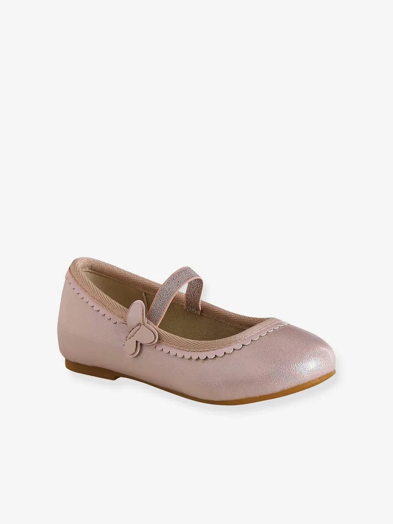 Vertbaudet Mädchen Glitzer-Ballerinas mit Anziehtrick hell, Hellrosa, – Produktbild 1 von 4