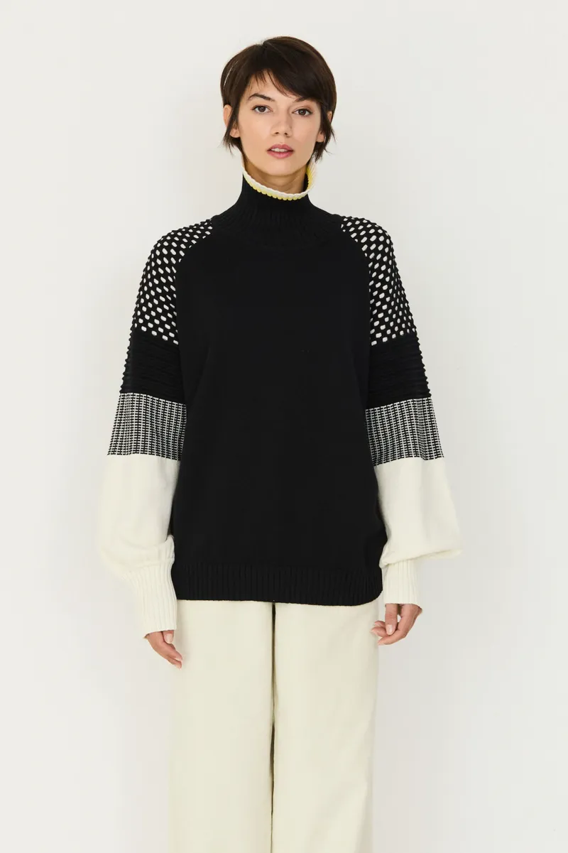 SKFK SKFK Damen vegan Pullover Leiane Schwarz/Weiß, Schwarz, – Produktbild 2 von 2