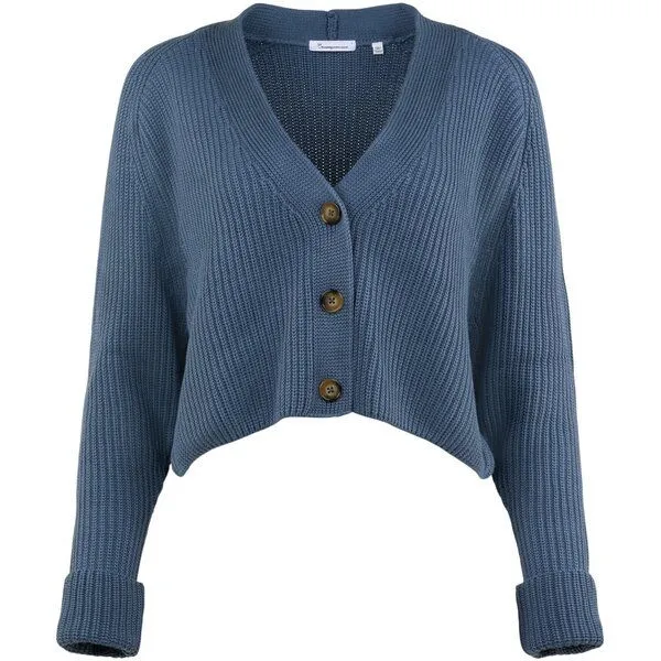 KnowledgeCotton Apparel KnowledgeCotton Apparel Oversized V-Neck Cardigan - mit Bio-Baumwolle, Blau (china blue), – Produktbild 2 von 3