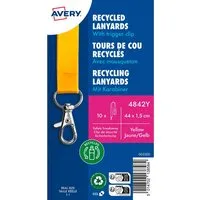 Avery Zweckform Avery Zweckform 10 Lanyards aus Recyclingkunststoff 440 x 15 mm, gelb – Produktbild 1 von 1