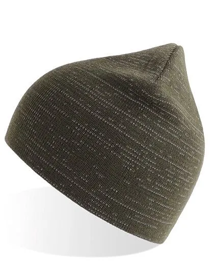 Atlantis Headwear Atlantis Headwear Shine Beanie recyceltes (rPet) Polyester mit Reflexfäden, Oliv, – Produktbild 2 von 2