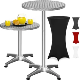 Casaria® Stehtisch Silber 115x60cm + Stehtischhusse Schwarz Ø60cm – Produktbild 1 von 1