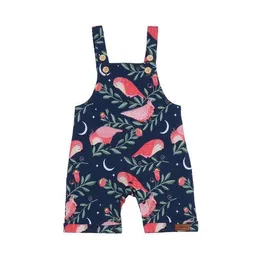 Walkiddy Latzstrampler Dunkelblau Rosa Vögel-Allover Bio-Baumwolle GOTS – Walkiddy – Produktbild 1 von 1