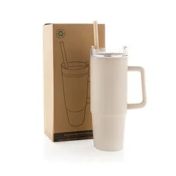 XD Collection XD Collection Tana Becher aus RCS recyceltem Kunststoff mit Griff 900ml, Beige, – Produktbild 1 von 1