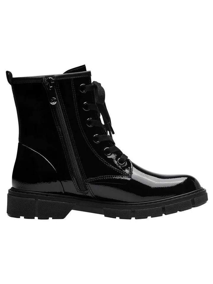 Marco Tozzi Marco Tozzi Vegan, MT FEEL ME mit Blockabsatz Blockabsatz Schnürstiefelette Vegan, Schwarz, – Produktbild 3 von 5