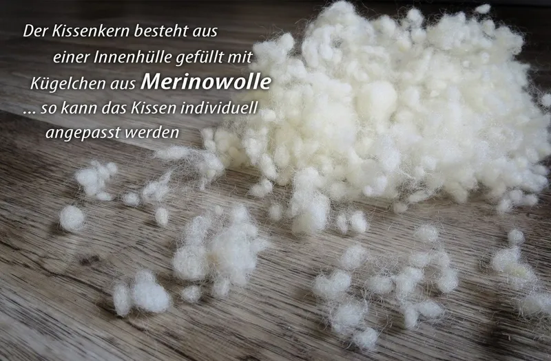 franknatur Kopfkissen Kissen Nadia-2, Füllung: 100% Schurwolle, Bezug: 100% Baumwolle kbA, Kopfkissen in der Höhe anpassbar, Beige, – Produktbild 3 von 5