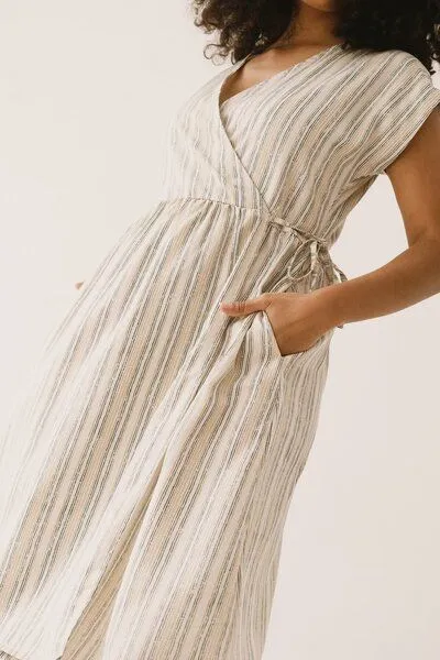 TIRALAHILACHA TIRALAHILACHA Hira Tencel wrap midi dress, Gelb, – Produktbild 3 von 4