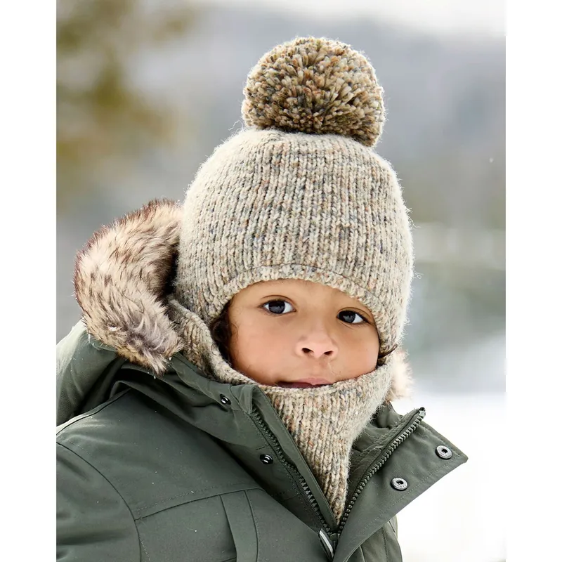 Maximo Maximo Winter-Strickmütze mit Bommel, Braun, – Produktbild 1 von 4