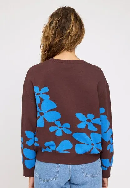 Mazine Mazine Baumwollstrickpullover Floral, Braun-blau, – Produktbild 2 von 4